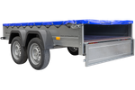 Rimorchio a due assi 264x125 UNITRAILER GARDEN 264/2 KIPP con telaio H-0 e telone blu