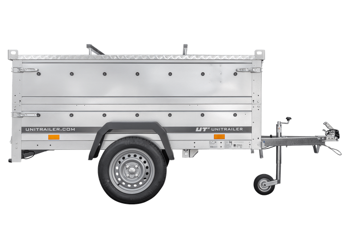 Rimorchio leggero 200x106 UNITRAILER GARDEN 200 KIPP con sponde BIS e copertura in alluminio