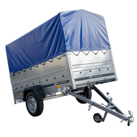 Rimorchio Garden Trailer 230 KIPP con ruotino di appoggio, sovrasponde e centina H-800 con telo blu