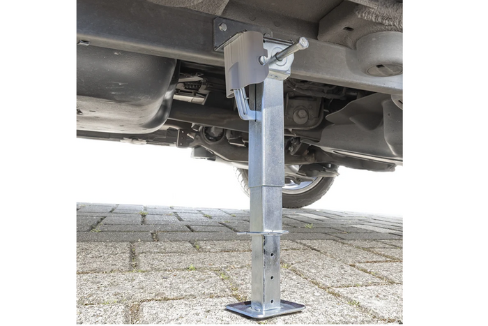 Set di due supporti estensibili con manovella e attacco ProPlus 361500 per rimorchio pianale da 1000 kg, 290-460 mm.