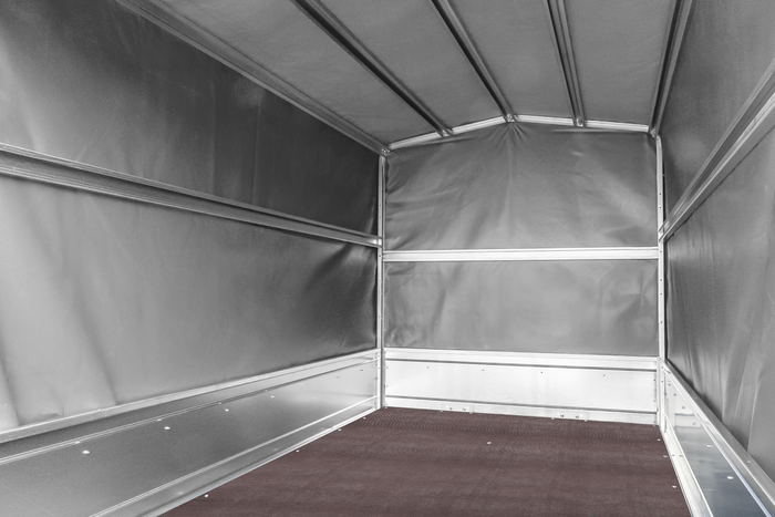 Rimorchio monoasse 230x125 UNITRAILER GARDEN 230 KIPP con telaio H-1100 e copertura grigia