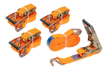 Set di quattro cinghie di trasporto UNITRAILER arancioni da 8 m/50 mm/5 t con tenditore