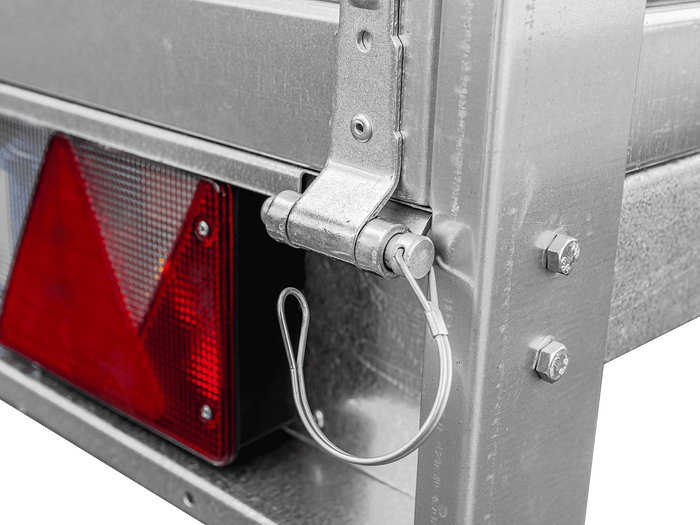 RIMORCHIO DA GIARDINO 264 KIPP CON RUOTA DI SOSTEGNO, SPONDE BIS, TELAIO H-800 E COPERTURA GRIGIA