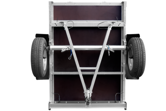 Rimorchio per auto 150x106 UNITRAILER GARDEN 150 KIPP con sponde BIS, telaio H-0 e copertura grigia