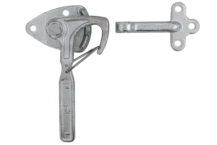 Gancio di traino destro con dispositivo di fissaggio WINTERHOFF WV 20-R + WVG 20-A, chiusura completa del lato rimorchio