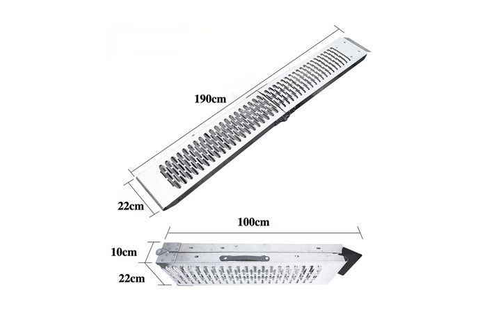 UNITRAILER ALR004B rampa pieghevole in acciaio per rimorchio, 190 cm, 200 kg