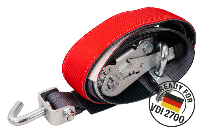 Set di quattro cinghie di trasporto per rimorchi HEFFA CARLINE 130, cinghie di fissaggio ruote 2,8 m/50 mm/5 t VDI 2700