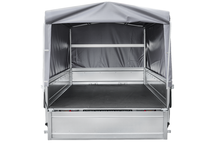 RIMORCHIO CARRELLO LEGGERO 750 KG + RUOTINO + CENTINA CON TELO GRIGIO UNITRAILER GARDEN TRAILER 264 KIPP