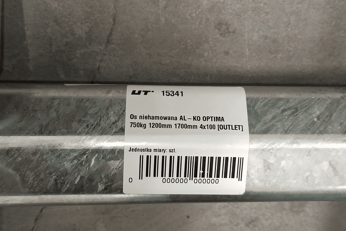 OUTLET AL-KO OPTIMA assale non frenato per rimorchio 750 kg 1200 mm 1700 mm 4x100