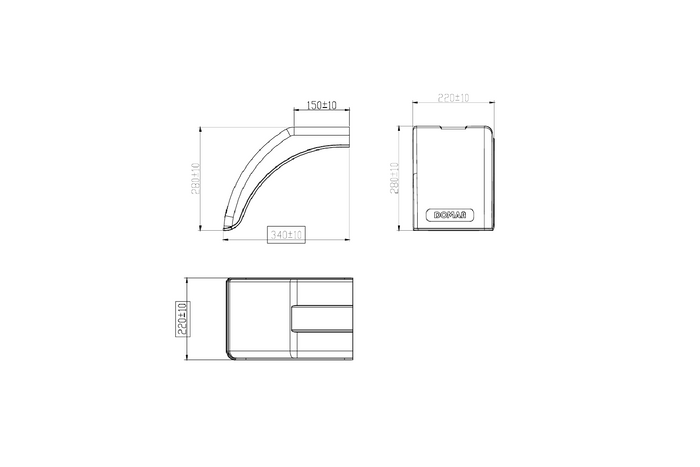 Parafango sinistro per rimorchio DOMAR DR1012501 passaruota 340/220mm