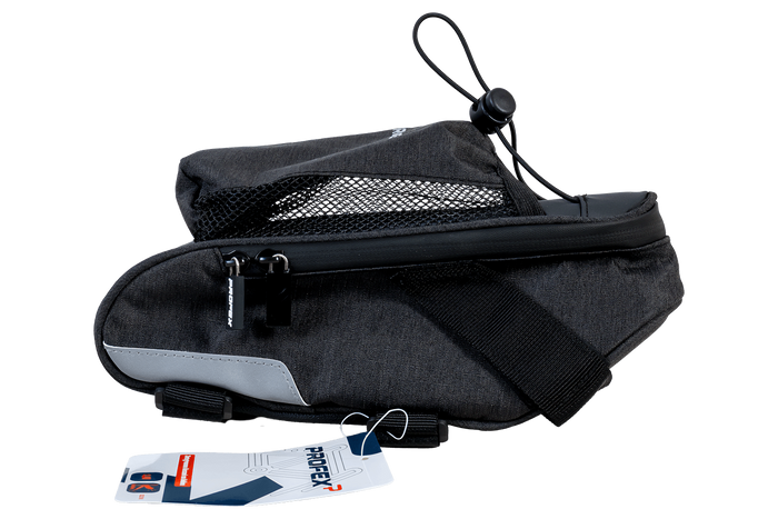 Borsa sottosella lunga per bicicletta PROFEX 82318 Lux nera con tasca portaborraccia