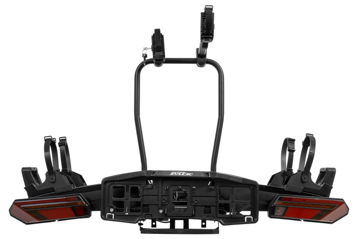 Inter Pack Velox 2 LED - portabici pieghevole da gancio traino per 2 biciclette con luci a LED (nero)
