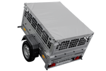 rimorchio leggero senza freni 750 kg Unitrailer Garden Trailer 150 kipp (new) con ruotino sovrasponde a rete e telo grigio