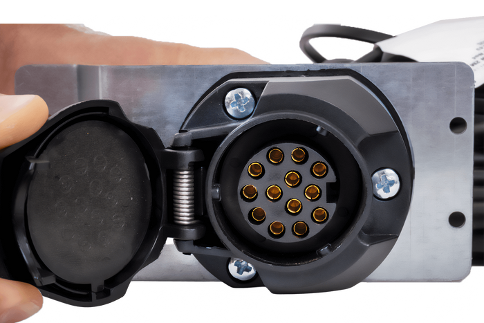 Impianto elettrico MANTES, cablaggio per rimorchio barca 9,57 m, spina a 13 pin, 2 baionette a 5 pin