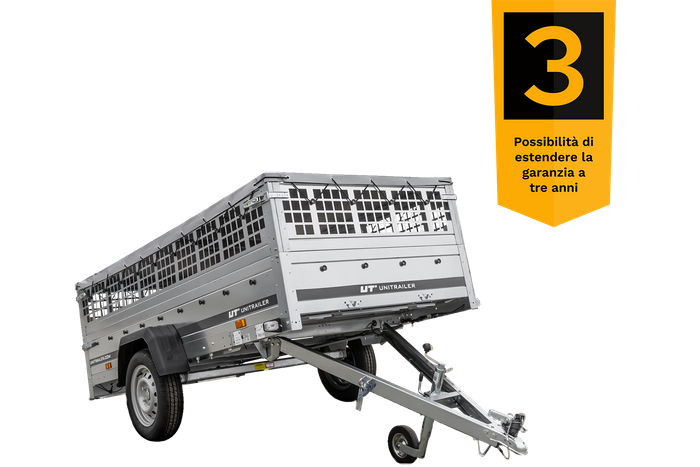 RIMORCHIO LEGGERO GARDEN TRAILER 264 KIPP CON RUOTINO SOVRASPONDE IN RETE E TELO PIATTO GRIGIO