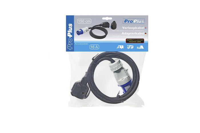 Adapter kempingowy kabel 150 cm 3 x 2,5 mm2 z wtyczką CEE do gniazda ze stykiem ochronnym
