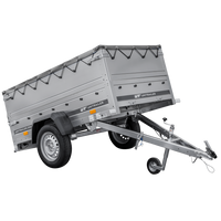 Rimorchio carrello leggero senza freni trasporto cose 750 kg Unitrailer Garden Trailer 200 kipp (new) con ruotino sovrasponde e telo grigio
