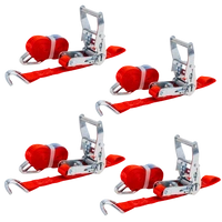 Set di quattro cinghie di trasporto UNITRAILER rosse da 3 m/25 mm/1 t con tenditore