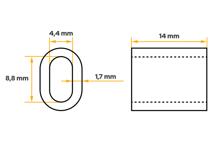 Connettore in alluminio per corde DROMET ZLA.4, manicotto per corde da 4 mm