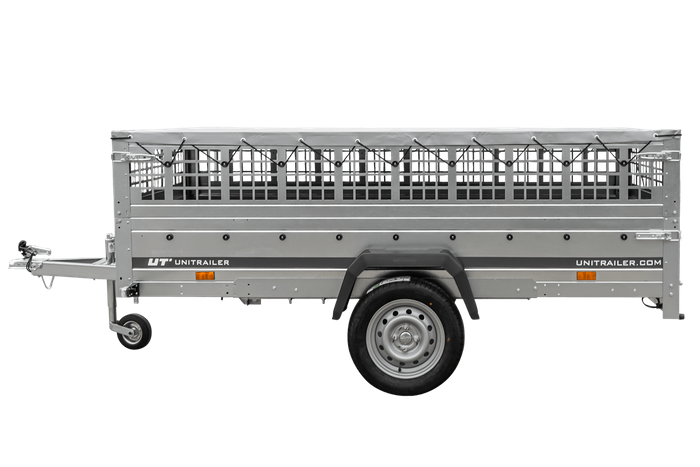 RIMORCHIO LEGGERO GARDEN TRAILER 264 KIPP CON RUOTINO SOVRASPONDE IN RETE E TELO PIATTO GRIGIO