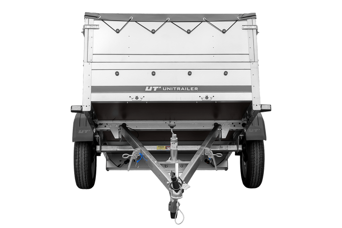 Rimorchio leggero 200x125 UNITRAILER GARDEN 201 KIPP con sponde BIS, telaio H-0 e telone grigio