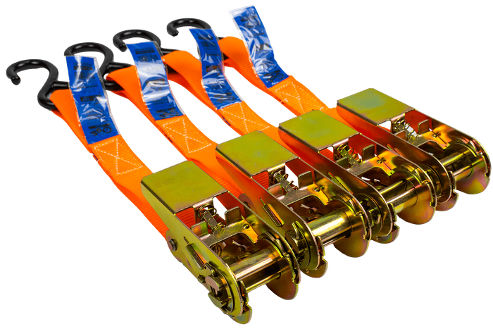 Set di quattro cinghie di trasporto UNITRAILER arancioni da 4 m/25 mm/0,68 t con tenditore