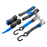 Set di due cinghie di trasporto HILLS da 3 m/25 mm/1 t con tenditore e due imbracature da 0,45 m per fissare la motocicletta.