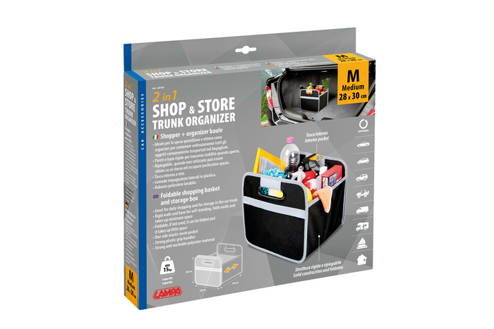 LAMPA Shop&amp;Store M organizer per auto, cestino pieghevole per bagagliaio 32x27cm