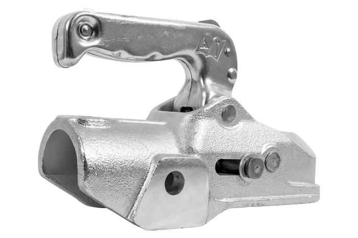 Gancio di traino WINTERHOFF WW 350-RB-K1414 per rimorchio da 3500 kg con timone in tubo da 50 mm, in ghisa.