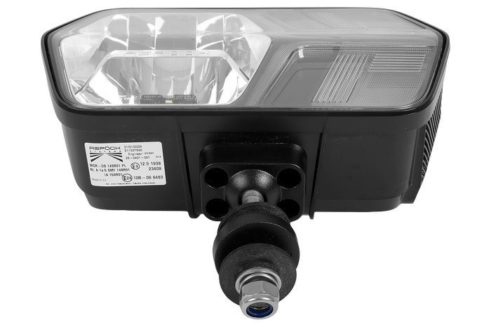 Faro anteriore a LED ASPÖCK LuxLED II con 7 funzioni, connettore DEUTSCH DT06-6S a 6 pin, lato sinistro.