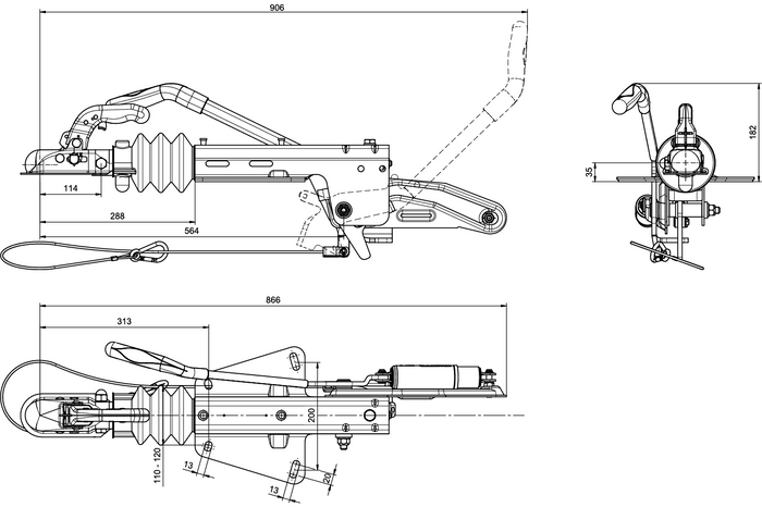 Dispositivo di inerzia KNOTT KF17C con attacco K20B per rimorchio da 1700 kg con timone a V