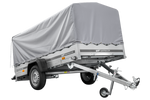 RIMORCHIO CARRELLO LEGGERO 750 KG + RUOTINO + CENTINA CON TELO GRIGIO UNITRAILER GARDEN TRAILER 264 KIPP