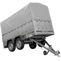 Rimorchio per auto a 2 assi UNITRAILER GARDEN TRAILER 264/2 KIPP con ruota di supporto, sponde bis, telaio h-800 e telo grigio