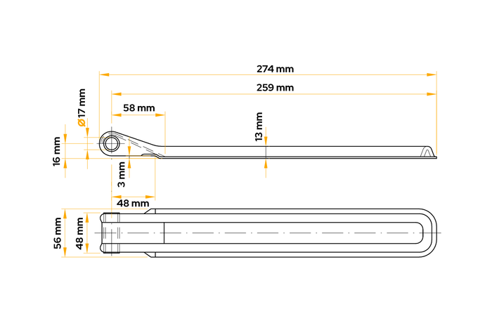 Cerniera laterale con supporto UNITRAILER BSCH 10-270+BSCHG 10-A montaggio laterale completo per rimorchio
