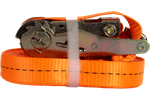 Set di quattro cinghie di trasporto UNITRAILER arancioni da 12 m/25 mm/1 t con tenditore