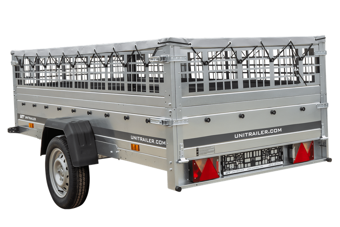 RIMORCHIO LEGGERO GARDEN TRAILER 264 KIPP CON RUOTINO SOVRASPONDE IN RETE E TELO PIATTO GRIGIO