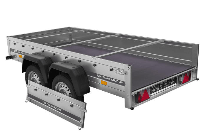 Rimorchio a due assi 264x125 UNITRAILER GARDEN 264/2 KIPP con telaio H-0 e telone blu