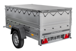 Rimorchio monoasse 200x106 UNITRAILER GARDEN 200 KIPP con sponde BIS, telaio H-0 e copertura grigia