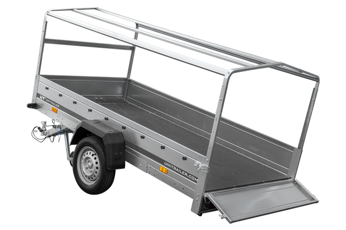 RIMORCHIO CARRELLO LEGGERO 750 KG + RUOTINO + CENTINA CON TELO GRIGIO UNITRAILER GARDEN TRAILER 264 KIPP
