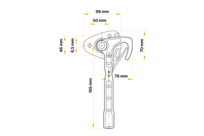 Gancio laterale destro WINTERHOFF WV 20-R chiusura gancio laterale rimorchio