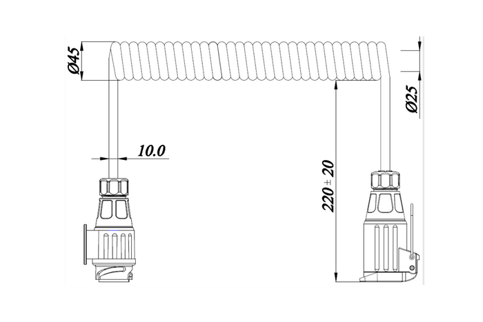 Cavo elettrico a spirale KAMAR E1384-A 1,5 m spina/presa 12V 13 PIN