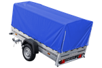 Rimorchio leggero 230x125 UNITRAILER GARDEN 230 KIPP con telaio H-800 e telo di copertura blu