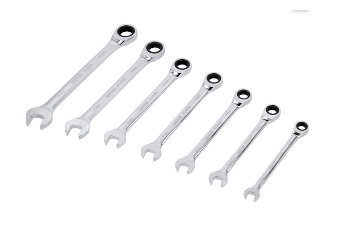 Chiavi combinate a cricchetto YATO YT-0208 10-19 mm 7 pezzi.