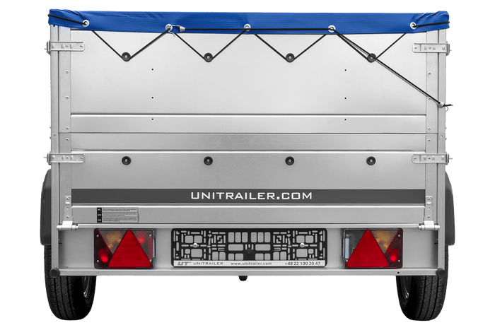 Rimorchio per auto 200x125 UNITRAILER GARDEN 201 KIPP con sponde BIS e telone blu
