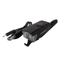 Faro anteriore per bicicletta PROFEX 82004 Pro in alluminio, batteria ai polimeri di litio e USB.