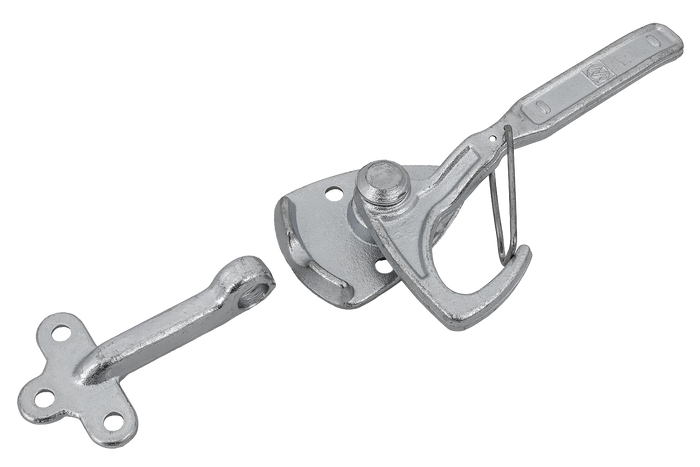 Gancio di traino sinistro con dispositivo di fissaggio WINTERHOFF WV 20-L + WVG 20-A, chiusura completa del lato rimorchio