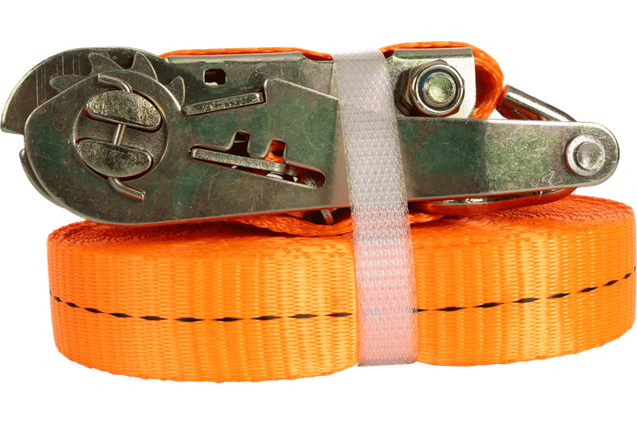 Set di quattro cinghie di trasporto UNITRAILER arancioni da 10 m/25 mm/1 t con tenditore