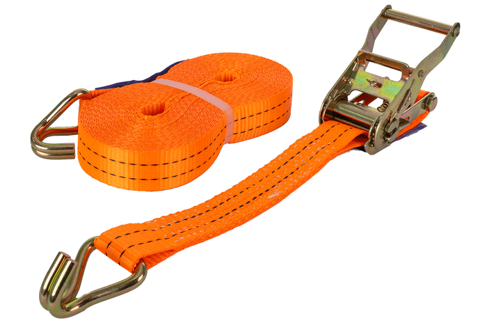 Set di quattro cinghie di trasporto UNITRAILER arancioni da 12 m/35 mm/2 t con tenditore