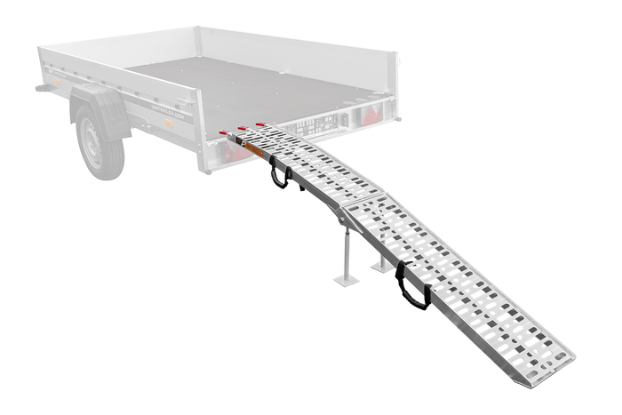 UNITRAILER ALR003 rampa pieghevole in alluminio per rimorchio 221 cm 340 kg con cinghia e supporto