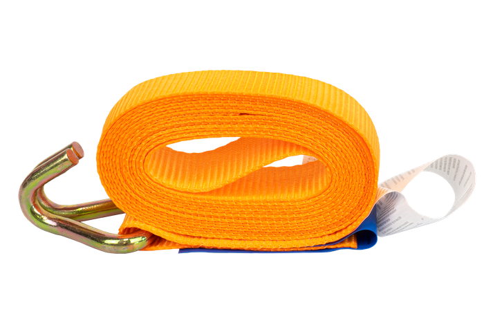 Set di quattro cinghie di trasporto KAMAR da 3 m/25 mm/0,8 t di colore arancione con tenditore.